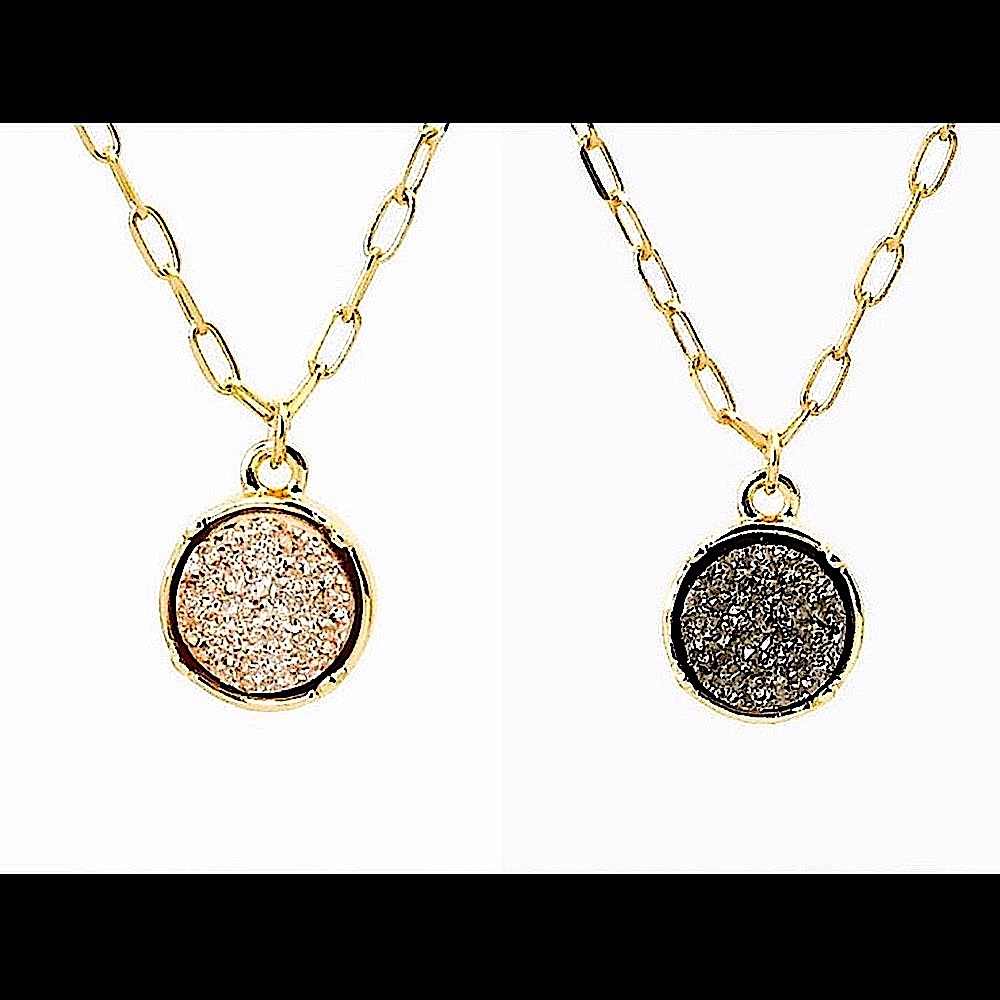 🆕🌿ROSE GOLD Druzy Round Shape Charm Necklace